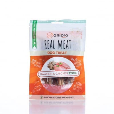 anipro Real Meat солети от телешка кожа обвити с пилешко месо 12 см, опаковка 80 г