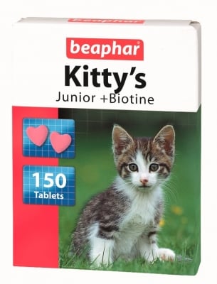 beaphar Kitty's Junior - витамини сърчица с Biotin и Taurine, за подрастващи котенца