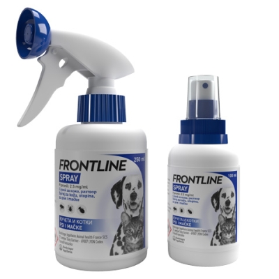 Frontline Spray - противопаразитен спрей за кучета и котки, срещу бълхи, кърлежи и хапещи въшки