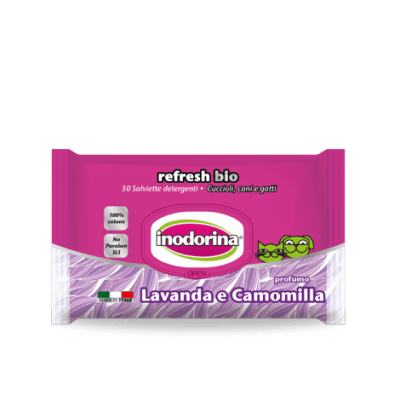 inodorina refresh bio - био мокри кърпички за домашни любимци, лавандула и лайка, 30 броя