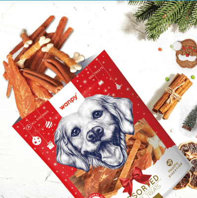 Wanpy Christmas Packs - лакомства за кучета, коледен микс от най-предпочитаните лакомства, 300 г