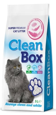 CleanBox - постелка за котешка тоалетна от бял бентонит - бебешка пудра