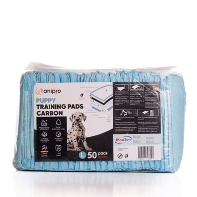 anipro Puppy Pads Carbon - хигиенни подложки пелени за кучета с активен въглен L 60х60 см, 50 бр, Брой