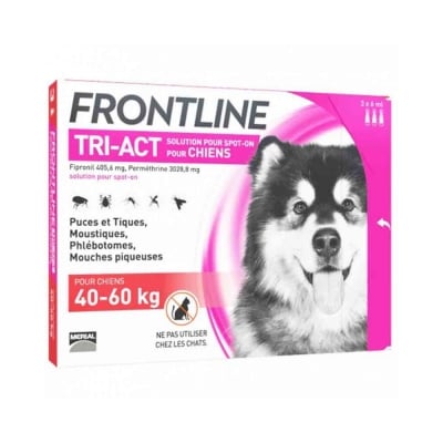 ФРОНТЛАЙН | FRONTLINE TRI-ACT DOG SPOT-ON XL - противопаразитни пипети за кучета с тегло от 40 до 60 кг, цена за 1 пипета