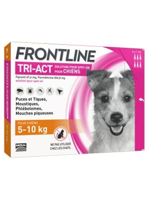 ФРОНТЛАЙН | FRONTLINE TRI-ACT DOG SPOT-ON S - противопаразитни пипети за кучета с тегло от 5 до 10 кг, цена за 1 пипета