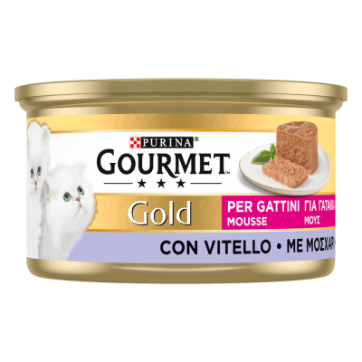 Purina Gourmet Gold Mousse - пастет за малки котета с телешко месо, 12х85 г