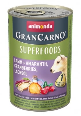 GranCarno Superfoods Lamb 400 гр - агне, амарант, червени боровинки, масло от сьомга