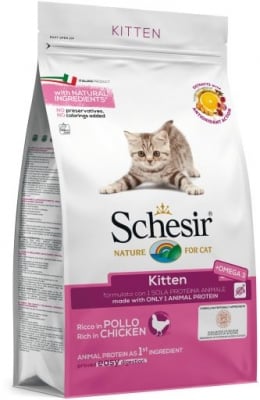 Schesir Kitten Chicken - суха храна за малки котенца, с пилешко и един източник на протеин