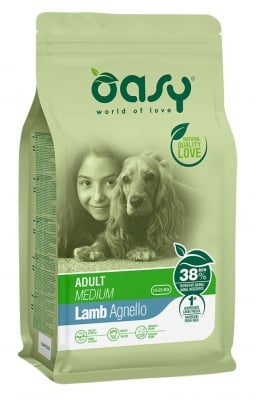 Храна за кучета Oasy Adult Medium Lamb с агнешко за средни породи над 12 месеца, 12кг