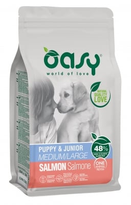 Храна за кучета Oasy Salmon Monoprotein Puppy &amp; Junior със сьомга за подрастващи от всички породи, 12 кг