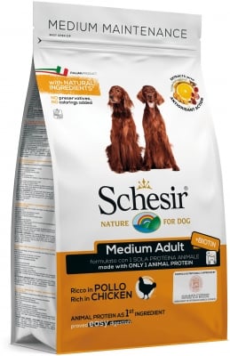 Schesir Medium Adult Maintenance Chicken - суха храна за кучета, с пилешко, за средни породи над 12 месеца, един източник на протеин