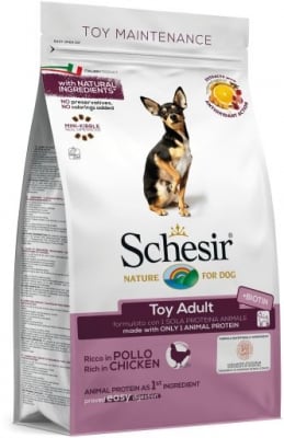 Schesir Toy Adult Maintenance Chicken - суха храна за кучета, с пилешко, за мини породи над 12 месеца, един източник на протеин