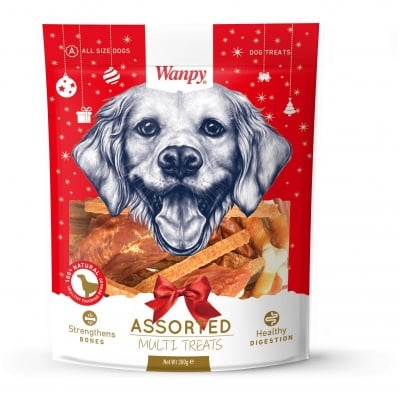 Wanpy Christmas Packs - лакомства за кучета, коледен микс от най-предпочитаните лакомства, 300 г