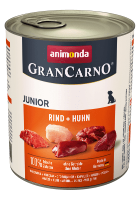 GranCarno Junior консерва за малки кучета до 1 г., говеждо + пиле, 800 г
