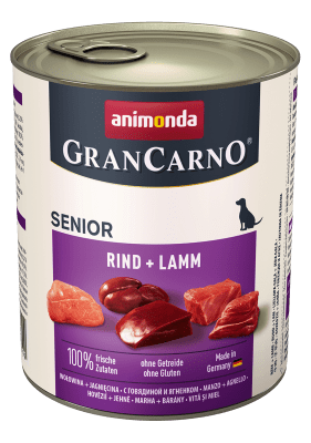 GranCarno Senior консерва за кучета над 7 г., с говеждо и агне, 400 г