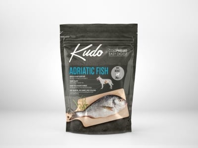 Kudo Low Grain Adriatic Fish Mini Adult - студено пресована храна с адриатическа риба, за кучета от мини породи над 1 г., 3 кг