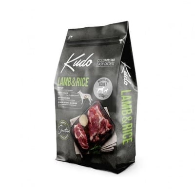 Kudo Low Grain Lamb&Rice Medium&Maxi Adult - студено пресована храна с агне и ориз, за кучета  от средни и едри породи над 1 г., 12 кг