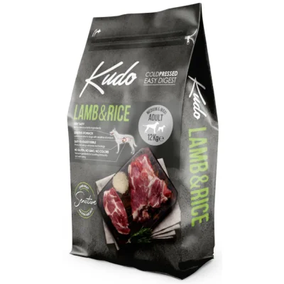 Kudo Low Grain Lamb&Rice Medium&Maxi Adult - студено пресована храна с агне и ориз, за кучета от средни и едри породи над 1 г., 12 кг, Брой