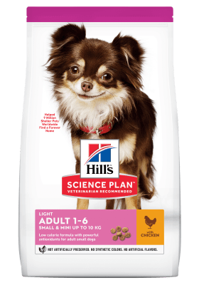 Hill's Science Plan Light Small & Mini Adult - суха храна за кучета с наднормено тегло, с пилешко, малки и мини породи
