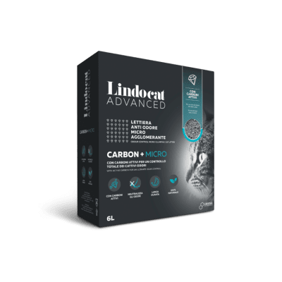 Lindo Cat Advanced Carbon+Micro - котешка постелка, фин бял бентонит, обогатен с активен въглен, 6 л