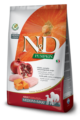 N&D Medium/Maxi Adult тиква, пиле и нар, за кучета от средни/едри породи в зряла възраст