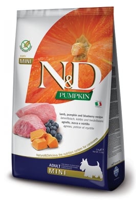 N&amp;D Pumpkin Grain Free Mini Adult агне и боровинки, за кучета от мини породи над 12 месеца
