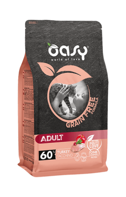 Oasy Dry Cat Grain Free Adult-суха храна за котки, Пуйка, 1.5 кг