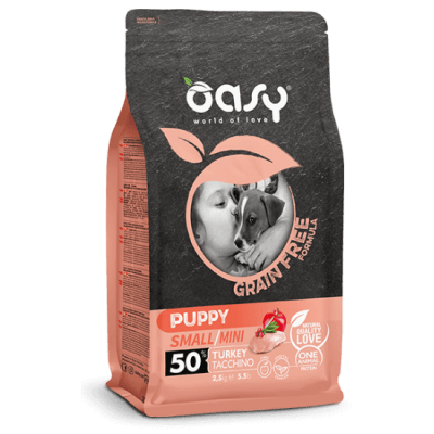 Oasy Grain Free Puppy Mini - суха храна за кучета от мини породи, пуйка, 0.8 кг