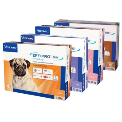 Virbac Effipro Duo | Ефипро Дуо - противопаразитни пипети за кучета срещу бълхи и кърлежи, цена за кутия с 4 пипети
