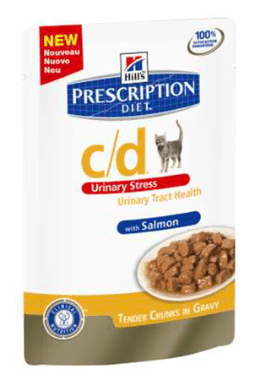 Пауч за котка HILLS PD Cat c/d Urinary Stress със сьомга при идиопатичен уролит, 85 гр
