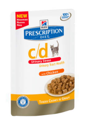 Пауч за котка HILLS PD POUCH Cat c/d Urinary Stress с пилешко при идиопатичен цистит, 85 гр