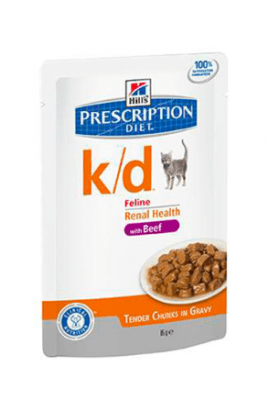 Пауч за котка HILLS  PD Pouch Cat k/d с телешко месо при бъбречнa недостатъчност, 85 гр
