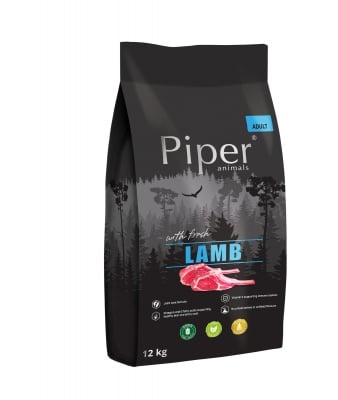 Piper Dog Lamb - суха храна за кучета над 1 г. с прясно агнешко месо, 12 кг