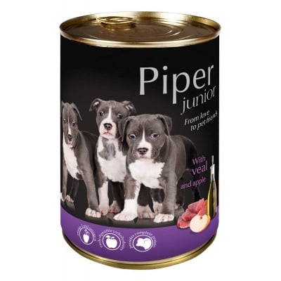 Piper Junior - консерва за подрастващи кученца, с телешко и ябълки, 400 г