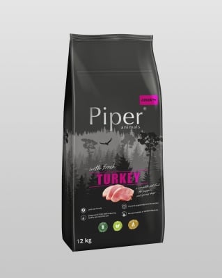 Piper Dog Turkey Junior - суха храна за кученца до 1 г. с прясно пуешко, 12 кг
