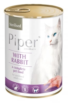 Piper Sterilized - Консерва за кастрирани котки, заешко, 400 г