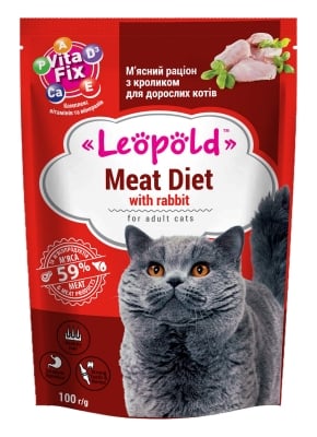 Leopold Cat пауч за котки със заек, 24х100 г, Брой