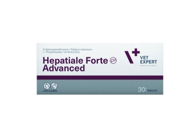 Vet Expert Hepatiale Forte Advanced - хранителна добавка за кучета и котки с чернодробни заболявания, токсични увреждания, възпаления на черния дроб и др.