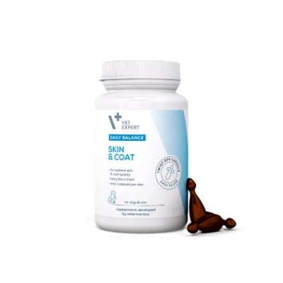 Vet Expert Skin&Coat - хранителна добавка за кучета и котки с кожни проблеми, 50 капсули