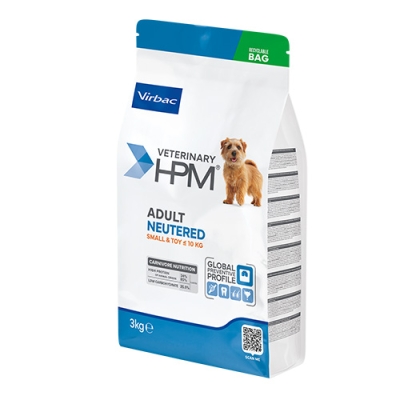Virbac VETERINARY HPM Neutered Dog Small & Toy - пълноценна суха профилактична храна, без топлинна обработка за кастрирани кучета над 10 м., малки и мини породи