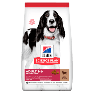 Hill's Science Plan Medium Adult - суха храна за кучета с агнешко и ориз, средни породи