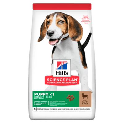 Hill's Science Plan Medium Puppy - суха храна за кученца до 1 г., с агнешко и ориз, средни породи