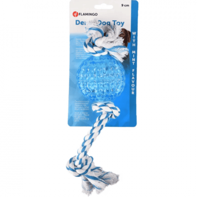 Играчка за кучета Denta Toy rope+TRP Ball Diam въже с гумена топка, 9 см