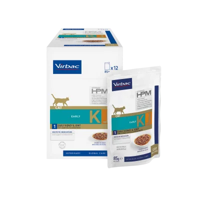 Virbac VETERINARY HPM Cat KJ1 Early Kidney Care - пауч за котки, профилактика за бъбреци и стави, 85 г