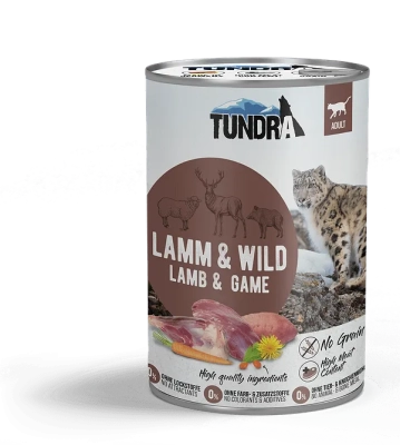 TUNDRA - консервирана храна за израснали котки, вкус: агнешко и дивечово месо 