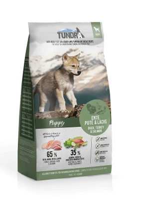 TUNDRA - суха гранулирана храна за бременни, кърмещи и подрастващи кучета, вкус пуешко, пилешко и патешко месо