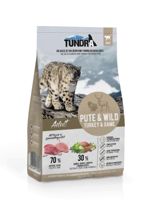 TUNDRA - суха гранулирана храна за израснали котки, вкус пуешко и дивечово месо