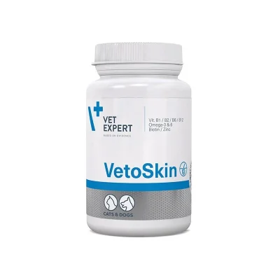 Vet Expert VetoSkin - хранителна добавка за кучета и котки, за здрава кожа и блестяща козина