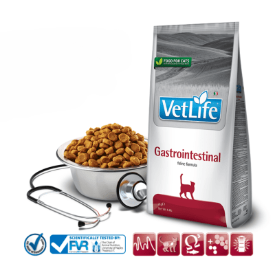 Vet Life Gastrointestinal Feline - пълноценна лечебна храна за котки при храносмилателни разстройства