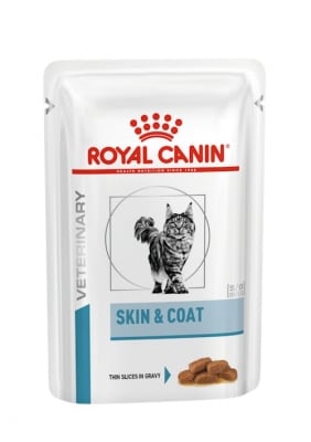 Royal Canin Feline Skin & Coat - лечебна храна за котки, пауч за подпомахане на кожната функци, при дерматози и обезкосмяване, 12х85 г